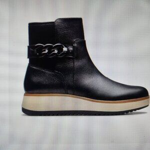 Clarks Leather "Zylah Rose" Black Booties. NIB. Size Various
